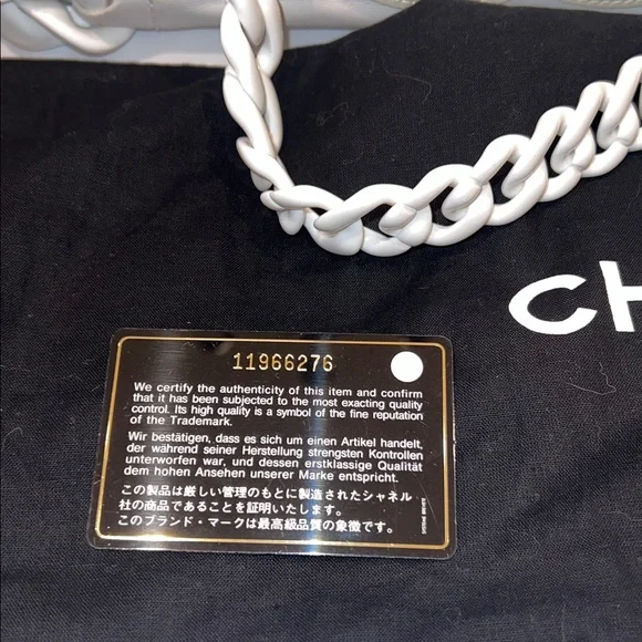 ❤️NWT CHANEL MODERN CHAIN RHODOID WHITE LEATHER TOTE BAG - Picture 9 of 15